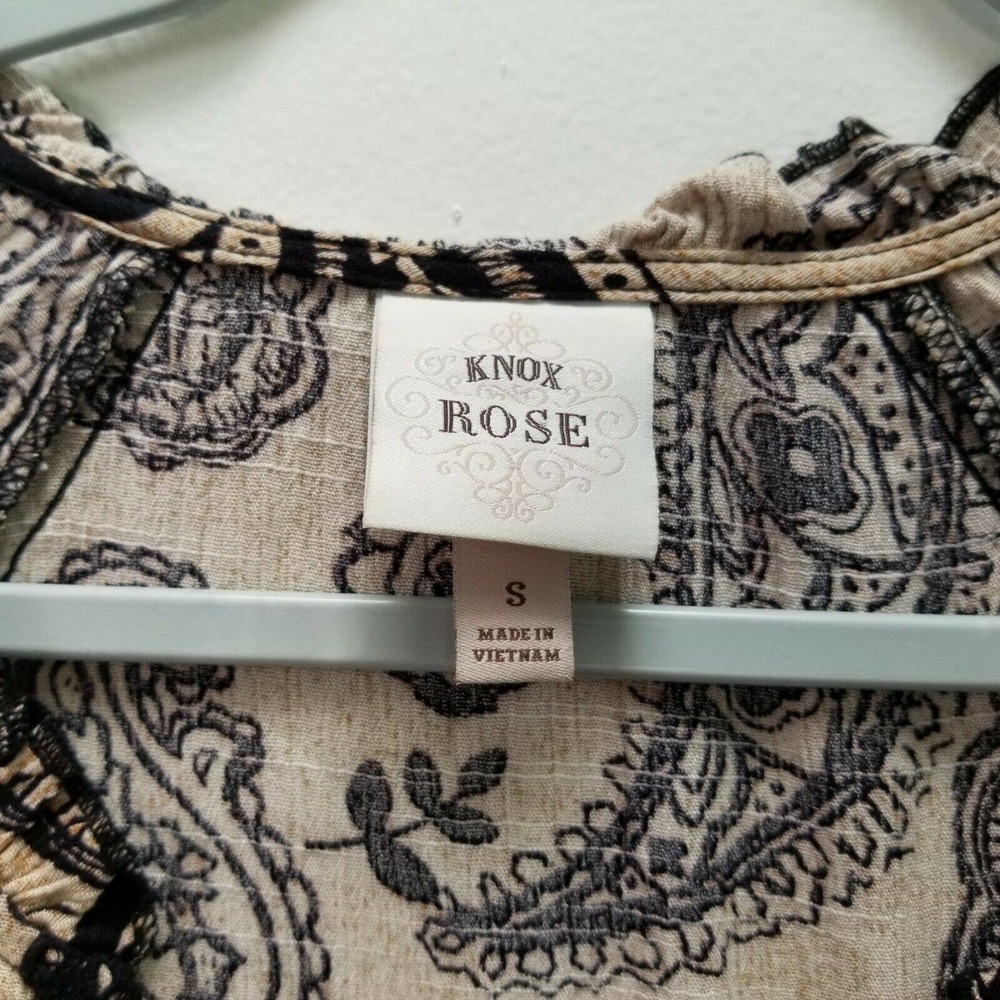 Knox Rose NWOT Floral Paisley Tunic Top Long Slv Beige Boho Lace Romantic Small - Picture 3 of 9